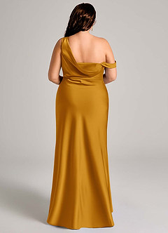 Azazie Madelyn Bridesmaid Dresses Butterscotch Mermaid One Shoulder Stretch Satin Convertible Dress image11