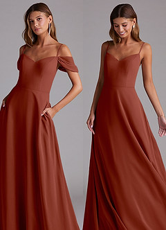 Azazie Marley Vestidos de damas de honor Vestido de Castaño de Gasa de Corte en A Convertible con Vestidos sin tirantes image7