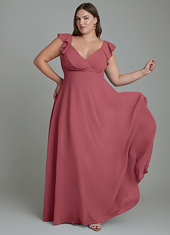 Azazie Leilani Bridesmaid Dresses Merlot A-Line Pleated Chiffon Dress image8