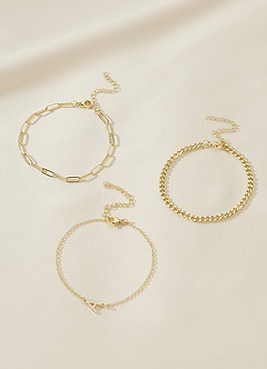 front 3-teiliges Armbandset mit Initialen zum Stapeln