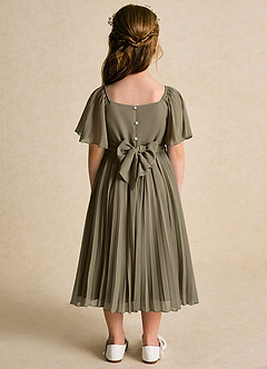 Azazie Gisele Flower Girl Dresses Willow Green A-Line Pleated Chiffon Dress image6