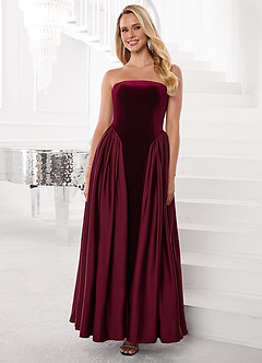Barbie™ ❤ AZAZIE 4011 Strapless Velvet and Stretch Satin A-Line Dress image3