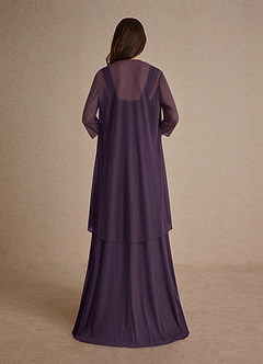 Azazie Clinton Mother of the Bride Dresses Plum A-Line Pleated Mesh Dress image3