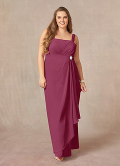 Azazie Weisz Mother of the Bride Dresses Mulberry A-Line Square Neckline Pleated Chiffon Dress image10