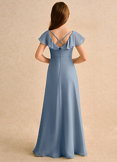Azazie Nari Girls Formal Flower Girl Dresses Twilight A-Line with Sleeves Chiffon Dress image2