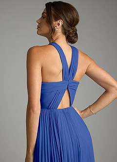 Azazie Afra Abiti da Damigella Abito A-Line in Chiffon Plissettato Blu Reale image6