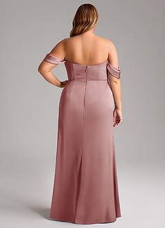 Azazie Saige Vestidos de damas de honor Vestido de Rosa Polvorienta de Satén Elástico de Corte Recto con Vestidos sin tirantes image12