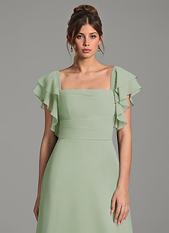 Azazie Dacia Bridesmaid Dresses Dusty Sage A-Line Ruched Chiffon Dress image2