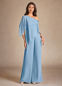 Azazie Halima vestidos de madre de la novia Vestido de Azul Pálido de Gasa de Mono/Traje de pantalón con Corte Lateral image7