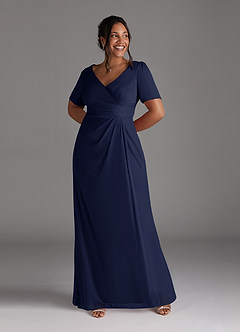Azazie Bessie Kleider für die Brautmutter A-Linie Plissee Gittergewebe Kleid Dunkelmarine image7