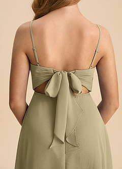 Azazie Shale Junior Abito A-Line in Chiffon Fiocco Verde Muschio image7