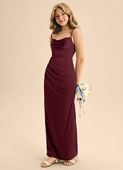 Azazie Mai Junior Cabernet A-Line Sweetheart Neckline Stretch Satin Dress image1