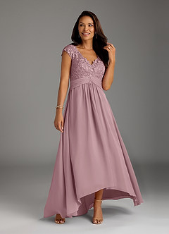 Azazie Irmeli Mother of the Bride Dresses Dusty Rose A-Line Lace Chiffon Dress image4