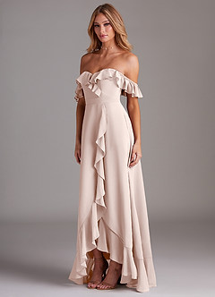 Azazie Lyra Robes de demoiselle d'honneur Robe Trapèze Convertible en Mousseline de soie Rose Pétale image5