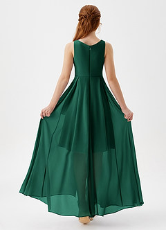 Azazie Lizette Junior A-Linie Plissee Chiffon Kleid Smaragd image5