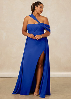 Christian Siriano Bridal for Azazie 1014 Robes de demoiselle d'honneur Robe Trapèze en Mousseline de soie Épaule décolletée Bleu Roi image5