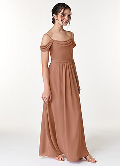 Azazie Alivia Junior Bronzer A-Line Off the Shoulder Chiffon Dress image3