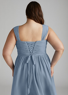 Azazie Angie Bridesmaid Dresses Dusty Blue A-Line Corset Chiffon Dress image15