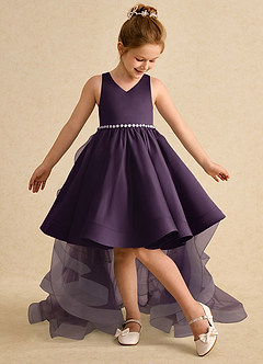 Azazie Julietta Blumenmädchenkleider Ballkleid Cabrio Tüll Kleid Pflaume image5