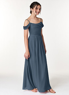 Azazie Alivia Junior Neptune A-Line Off the Shoulder Chiffon Dress image3