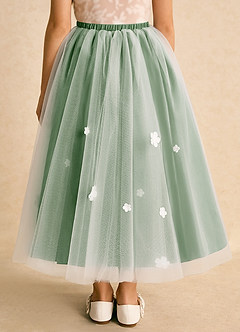 Azazie Teacup Flower Girl Dresses Ivory Matcha Ball-Gown Lace Tulle Dress image13
