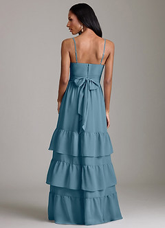 Azazie Nathalia Vestidos de damas de honor Vestido de Bermudas de Gasa de Corte en A con Volante image2