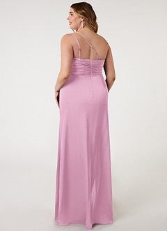 Azazie Eren Bridesmaid Dresses Candy Pink Mermaid One Shoulder Stretch Satin Dress image7