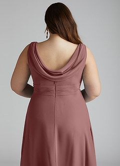 Azazie Karina Bridesmaid Dresses Desert Rose A-Line Pleated Chiffon Dress image10