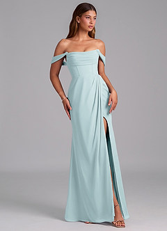 Azazie Johana Jurken voor bruidsmeisjes Converteerbaar Jurk van Chiffon met Zeemeermin Off the Shoulder De Nevel image6