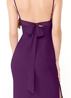 Azazie Mai Bridesmaid Dresses Grape Sheath Pleated Chiffon Dress image6