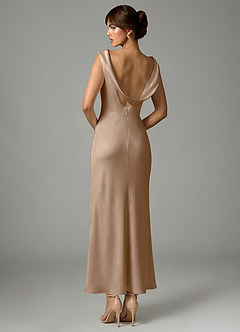 Azazie Kieryn 신부 들러리 드레스 인어 주름진 스트레치 새틴 발목 길이 드레스 image5