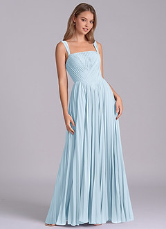 Azazie Mina Abiti da Damigella Abito A-Line in Chiffon Plissettato Azzurro image5