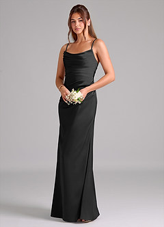 Azazie Lucille Bridesmaid Dresses Black Mermaid Strapless Stretch Satin Convertible Dress image3