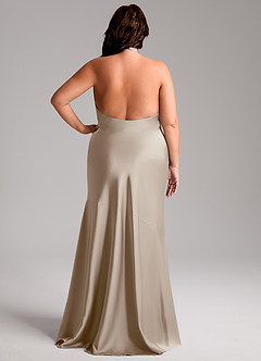 Azazie Lorena Robes de demoiselle d'honneur Robe Sirène en Satin extensible Plissée Givre image2