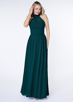 Azazie Iman Bridesmaid Dresses Pine A-Line A-Line Ruched Chiffon Dress image4
