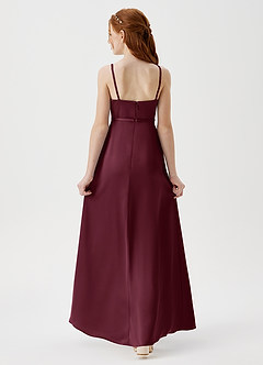 Azazie Kaylee Junior A-Linie Gürtel/Schärpe Stretch-Satin Kleid Cabernetrot image2