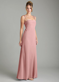 Azazie Ellia Bridesmaid Dresses Dusty Rose A-Line Bow Chiffon Dress image4