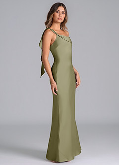 Azazie Driea Brautjungfernkleider Meerjungfrau-Linie One-Shoulder Stretch-Satin Kleid Pistazie image4