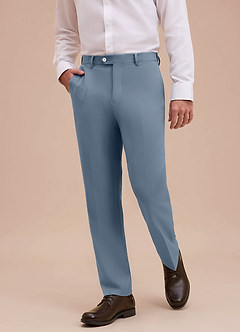 front Ethan Dusty Blue Refined Weave Dress Pants