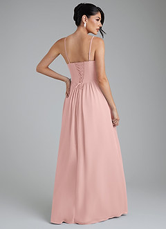 Azazie Alisha Bridesmaid Dresses Powder Pink A-Line Corset Chiffon Dress image9