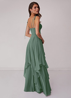 A-line V-neck Chiffon Tiered Skirt Dresses Orchid