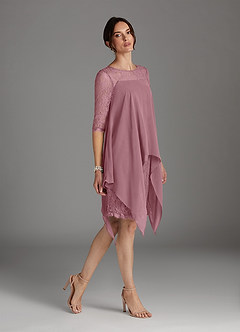 Azazie Flo Mother of the Bride Dresses Vintage Mauve A-Line Lace Chiffon Dress image3