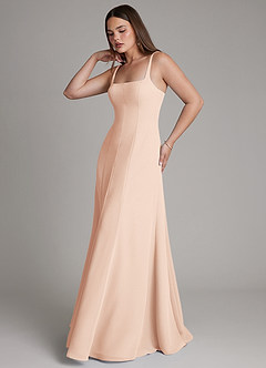 Azazie Nyla Bridesmaid Dresses English Rose A-Line Square Neckline Chiffon Dress image3