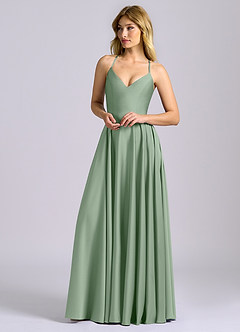 Azazie Truce Bridesmaid Dresses Matcha A-Line Stretch Satin Dress image4