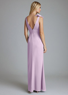 Azazie Taro Venta Final Vestido de Lila Esmerilada de Gasa de Corte Recto con Lazo image2