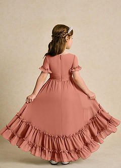 Azazie Kass Flower Girl Dresses MAI TAI A-Line Pleated Chiffon Dress image3