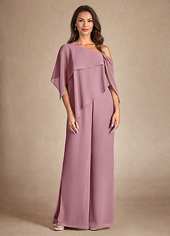 Azazie Halima Mother of the Bride Dresses Vintage Mauve Jumpsuit/Pantsuit Side Slit Chiffon Dress image7