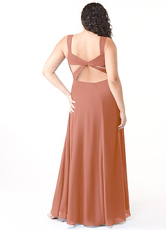 Azazie Nahrin Vestidos de damas de honor Vestido de Mai Tai de Gasa de Corte en A con Cuello en V Plisado image8