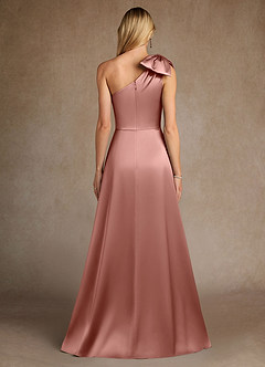 Azazie Easton vestidos de madre de la novia Vestido de Rosetón de Satén Elástico de Corte en A con Hombro unilateral image3