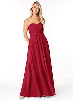Azazie Yazmin Bridesmaid Dresses Scarlet A-Line Sweetheart Neckline Chiffon Convertible Dress image1